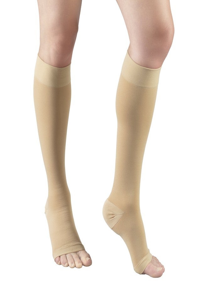 Truform 20-30 mmHg Compression Stockings for Men and Women, Knee High Length, Open Toe, Beige, Medium (1 Pair) - Image 3